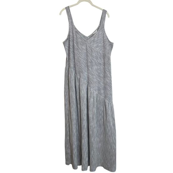 Caslon Womens Striped Maxi Dress Size Large White Black Sleeveless Cotton Blend - Picture 1 of 6